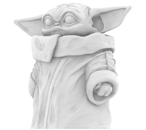 Stl File Baby Yoda Hd Grogu With Tiltable Head・3d Printable Model To