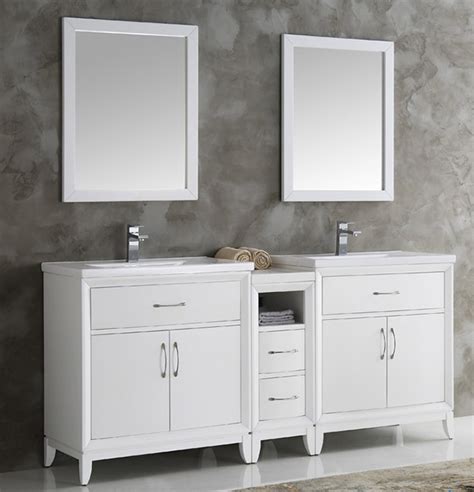Soft close door hinges and drawer slides protect the cabinet from wear and tear. Fresca Cambridge Collection 72" White Double Sink ...