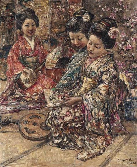 Japanese Geisha Girls Painting Edward Atkinson Hornel Oil Paintings