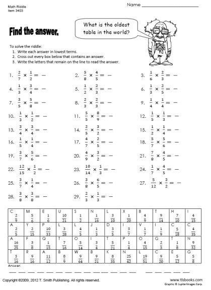 Math Riddles 5th Grade Worksheet
