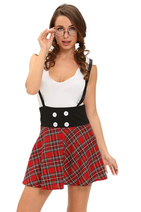 Preppy School Girl Vintage Clubwear Sexy Night Club Role Play Teasing Schoolgirl 2pcs Suspending