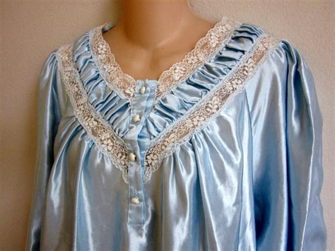 Victorian Style Nightgown Blue Fancy Bodice Long By Divasvintage