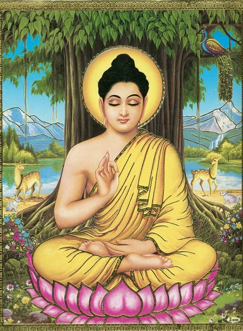 Meditating Buddha Under Bodhi Tree Reprint On Paper Unframed