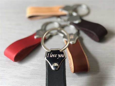 Custom Leather Keychain Engraved Keychain With Text Andor Etsy