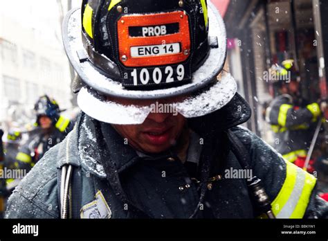 Firefighter In Action New York Stock Photo Alamy