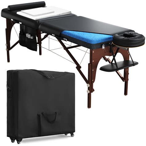 Luxton Home Premium Memory Foam Massage Table With Rolling Carrying Travel Case Washable Sheets