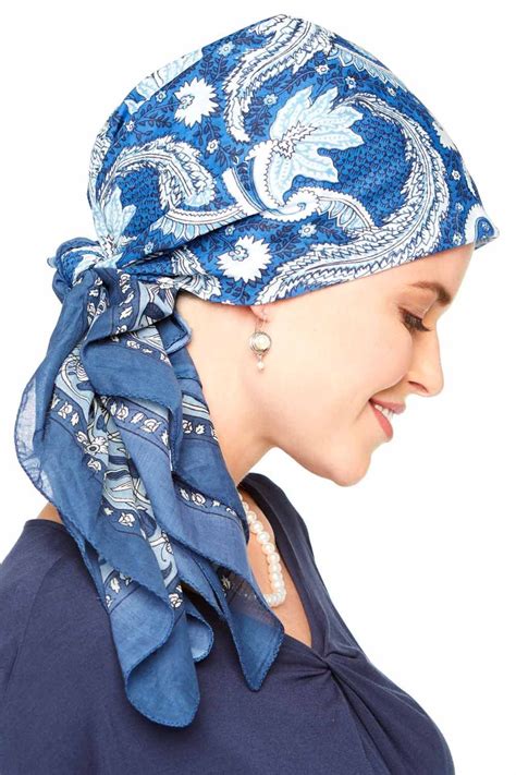 cotton scarf woodblock head scarves cancer patients