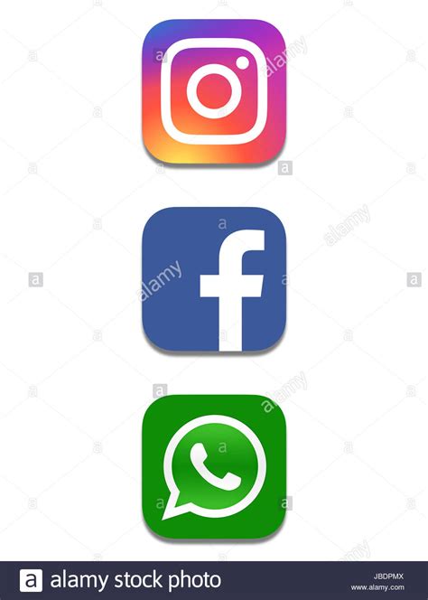 Facebook Instagram Whatsapp Icon Logo Stock Photo 144747370 Alamy
