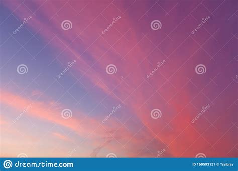 Orange Magenta Clouds In The Sunset Sky Stock Image