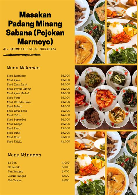 Selalu Diperbarui Menu Masakan Padang Minang Sabana Wonokromo Surabaya