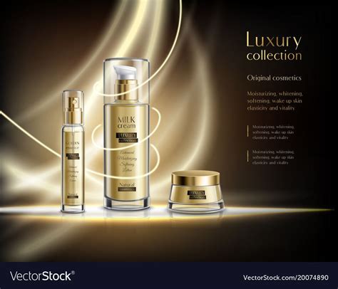Luxury Cosmetics Realistic Advertisement Poster With Glowing Golden