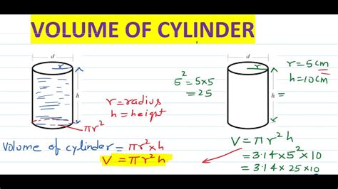 Volume Of Cylinder Youtube