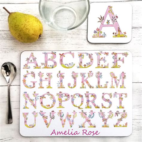 Alphabet Placemat Personalised Table Mats Girls Ts