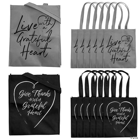 12 X 14 Large Grateful Heart Shopper Tote Bags 12 Pc Oriental Trading