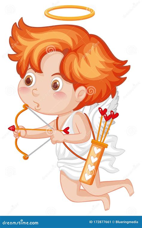 Valentine Theme With Cupid And Heart Arrow Stock Vector Illustration