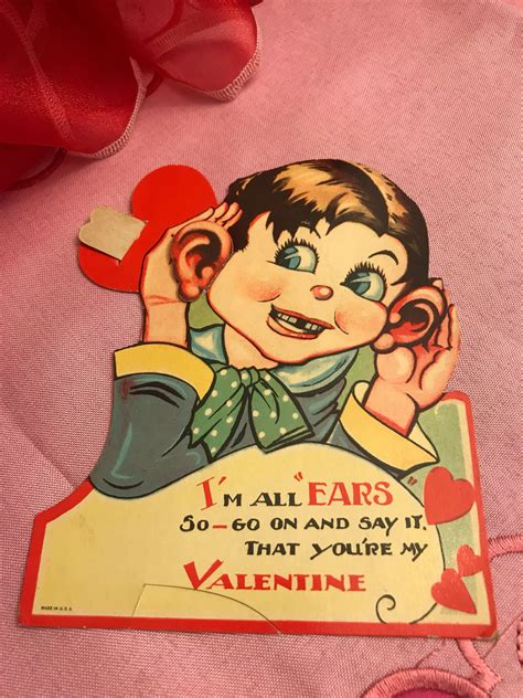 Vintage Valentine Card Unique Valentine Big Ears Little Boy Valentine