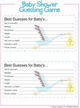 You will need one for each player. Baby Shower Game | Guess Baby Gender, Weight, Etc. Game ...
