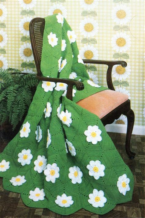 Daisy Flower Afghan Crochet Pattern Daisy Motif Afghan Blanket Crochet