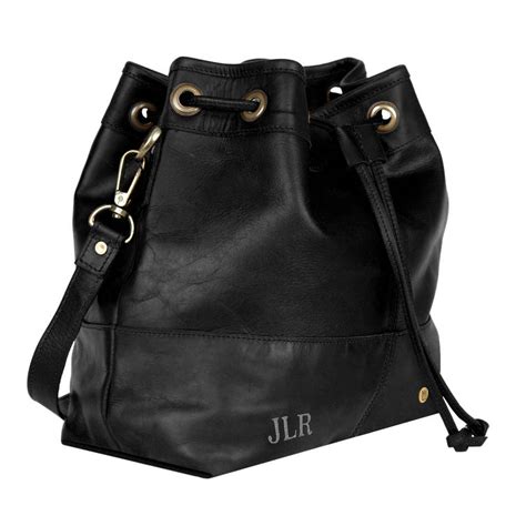 Personalised Black Leather Bucket Bag Handbag By Mahi Leather