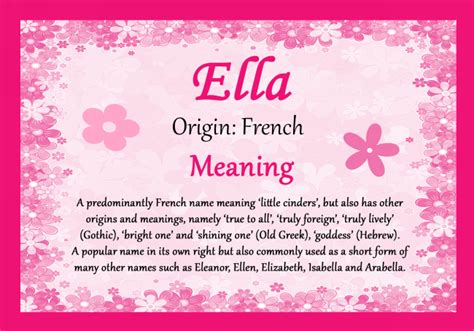 Ella Personalised Name Meaning Certificate Names With Meaning Baby