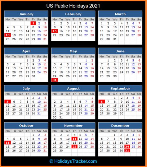 Us Public Holidays 2021 Holidays Tracker