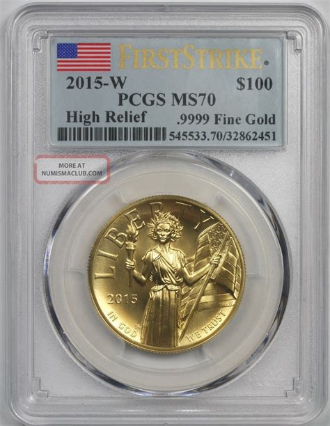 2015 W American Liberty High Relief Gold 100 Ms 70 Pcgs First Strike