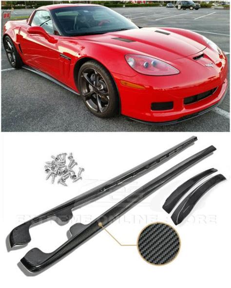 Eos Zr1 Style Carbon Fiber Rocker Panel Side Skirts For Corvette C6 Z06