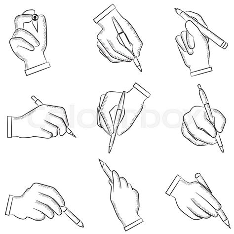 Hands holding objects drawing at getdrawings free download. Sketch hand holding pen | Stock Vector | Colourbox