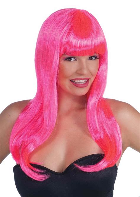 Neon Pink Wig With Bangs Halloween Costume Ideas Pinterest Pink