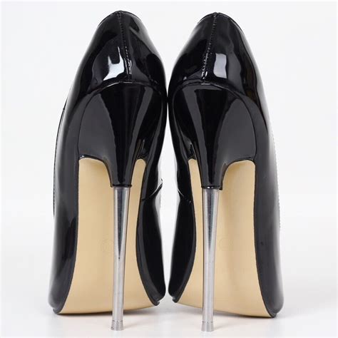 extreme high heel metall peep toe pumps 7 18cm schwarz stiletto pump fetisch uk3 11 ebay