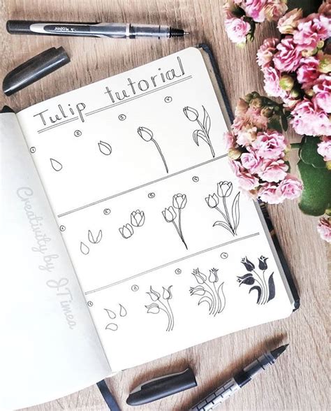 Tutorial On How I Draw My Tulips For My April Spreads Bullet