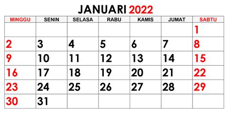Hari Besar Dan Hari Libur Nasional Di Bulan Januari Tahun 2022