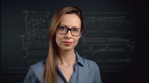 Premium Ai Image A Woman Wearing Glasses Stands In Front Of A