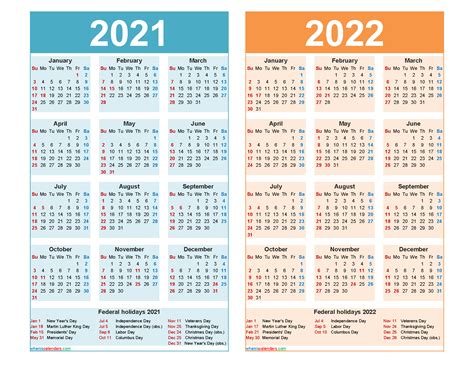 2021 And 2022 Calendar Printable Word Pdf Free Printable 2021