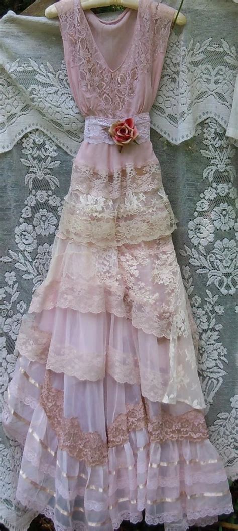 Get deals with coupon and discount code! Blush Wedding Dress Lace Tulle Embroidery Boho Vintage ...