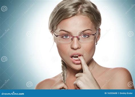 Shy Stock Photo Image Of Attractive Face Finger Harmony 16355608