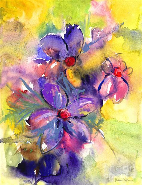 Abstract Flower Botanical Watercolor Painting Print Poster By Svetlana