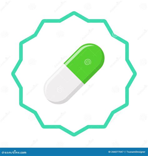 Green Pill Capsule, Medicine, Vector Mark Symbols Green Style. Isolated