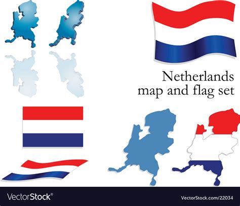 netherlands map and flag set royalty free vector image