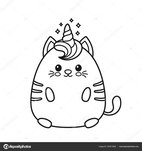 Gato Unicornio Kawaii Para Colorir Dibujos Faciles Lindos