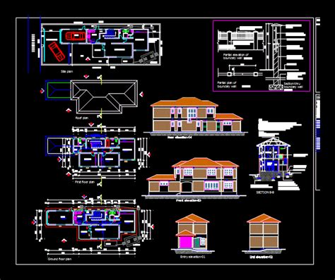 Autocad 2d Cad Drawing Of Architecture Double Story House Building Images