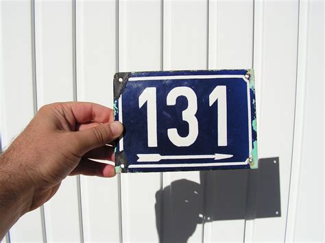 Vintage Enamel Sign 131 House Door Number 131 Blue White Etsy