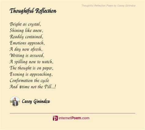 Thoughtful Reflection Poem By Casey Ginindza
