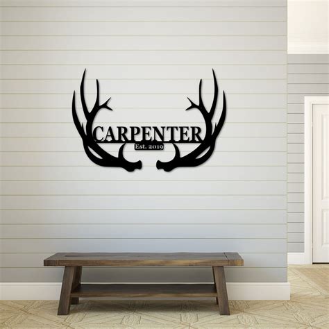 Custom Deer Antler Sign 30 Personalized Metal Antlers Etsy In 2021