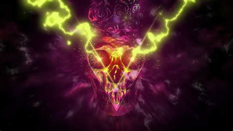 Digital Art Artwork Skull Abstract Neon Flowers Rose