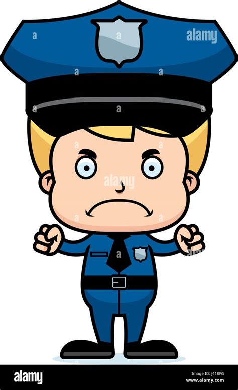 A Cartoon Police Officer Boy Looking Angry Stock Vector Image And Art Alamy