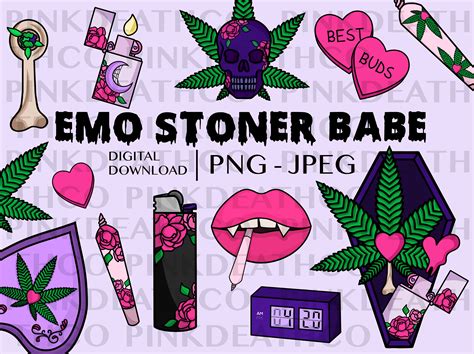 Emo Stoner Babe Digital Clipart Bundle 35 Png And  Files Etsy