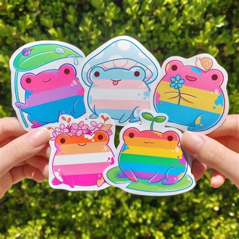 pride frog charity stickers lgbtq flag frog gay pride etsy