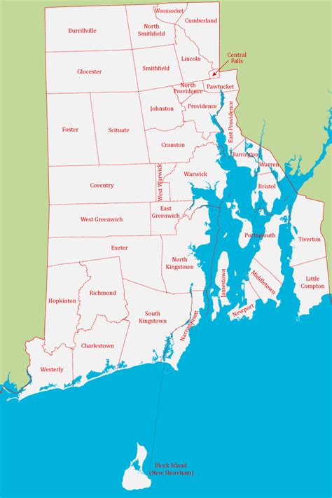 Detailed Administrative Map Of Rhode Island State Maps