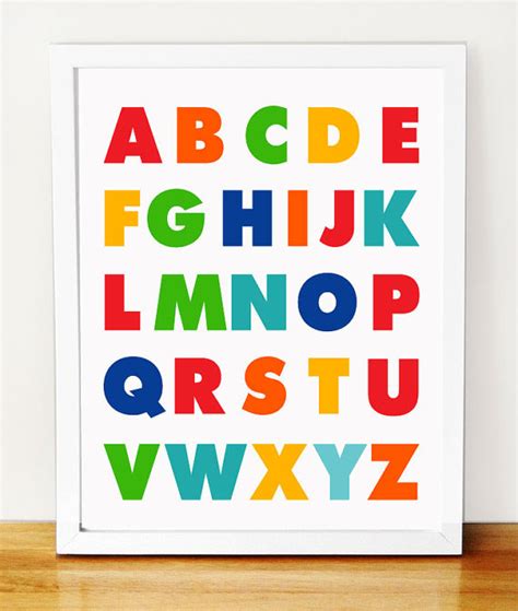 Abc Alphabet Poster Print Childrens Alphabet Poster Nursery Art